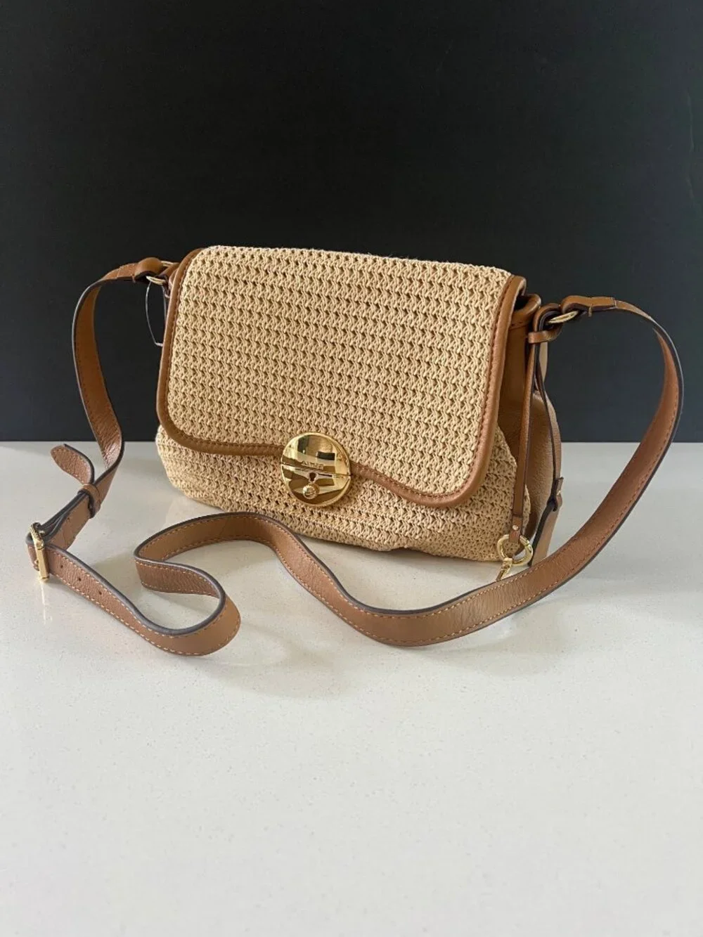 AIMEE Cannes Flap Crossbody Bag beige Raffia Canyon